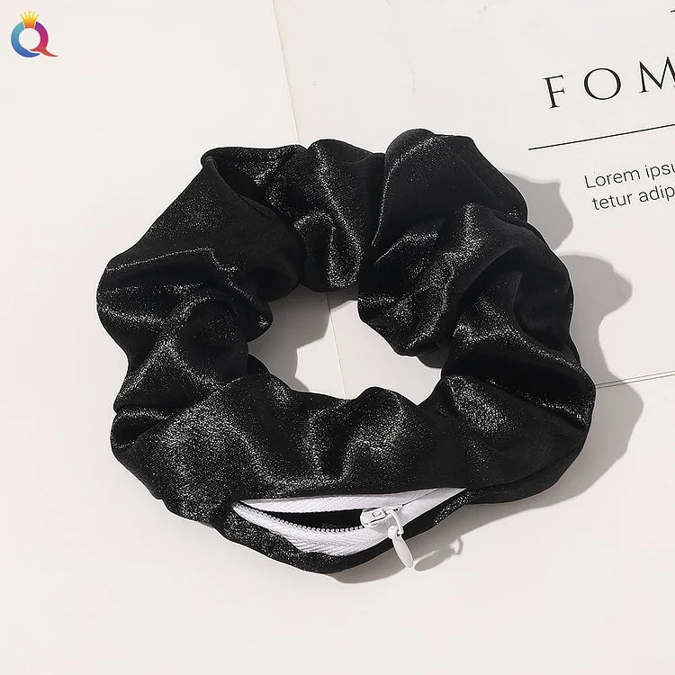 Scrunchie With Zipper Pocket Storage
