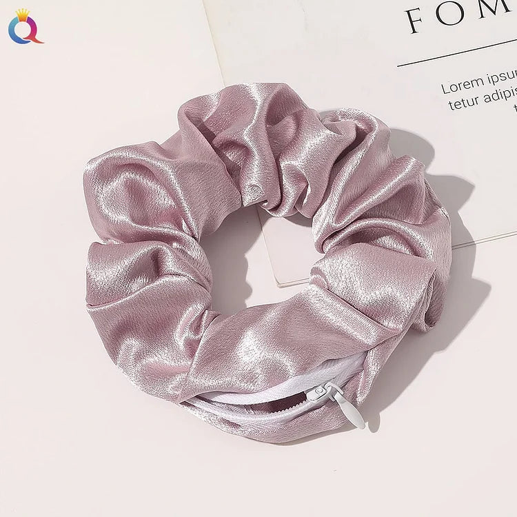 Scrunchie With Zipper Pocket Storage