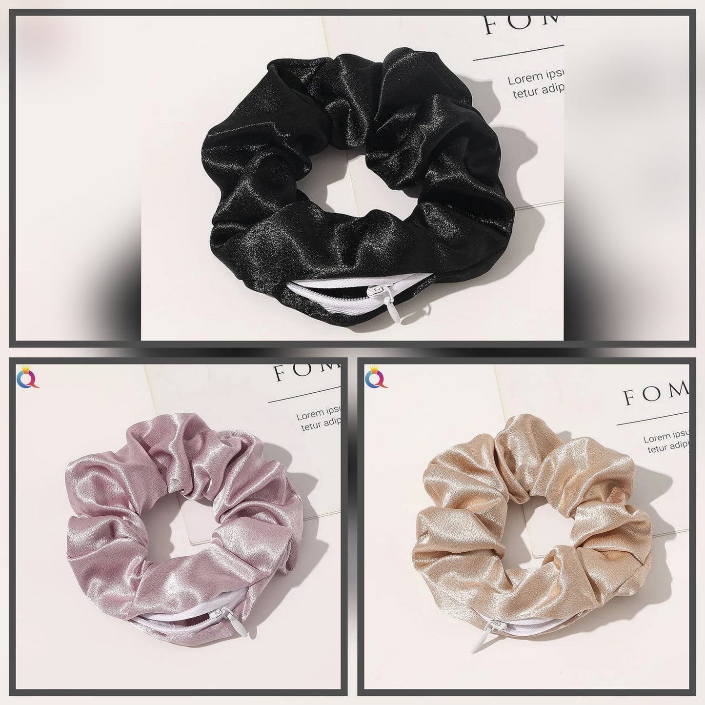 Scrunchie With Zipper Pocket Storage