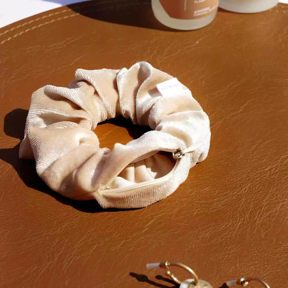 Scrunchie With Zipper Pocket Storage