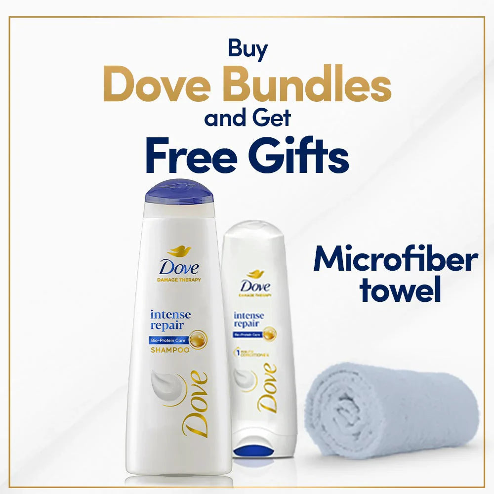 Dove Intense Repair Shampoo 360 ml + Dove Intense Repair Conditioner 180ml and get free Micro fiber towel
