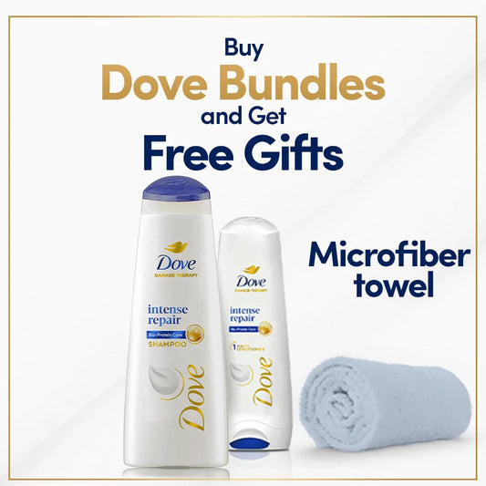 Dove Intense Repair Shampoo 360 ml + Dove Intense Repair Conditioner 180ml and get free Micro fiber towel