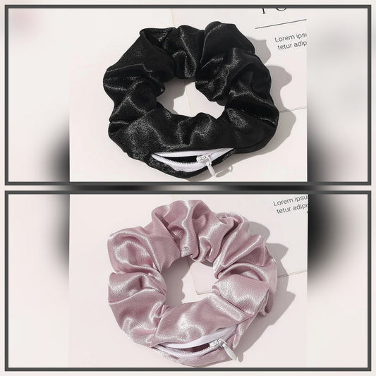 Scrunchie With Zipper Pocket Storage